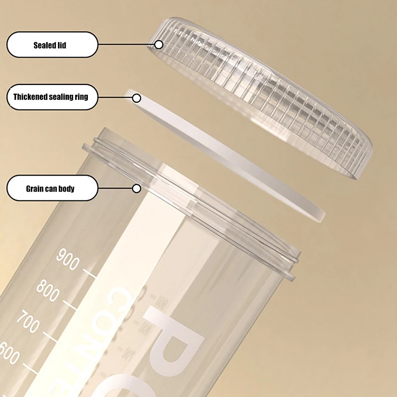 Kitchen Grains Sealed Container Transparent Snack Storage Container Anti-Moisture Cereals And Grains Sealed Storage Barrel Box