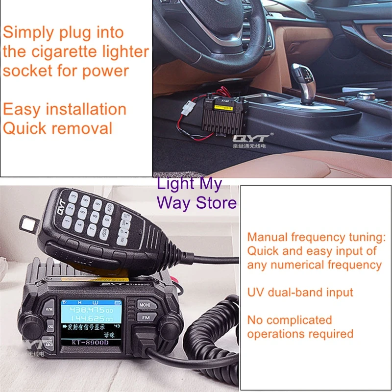 Rádio Mini Veicular QYT-KT8900D, Rádio Veicular de Dupla Banda 25W UV, Transceptor Veicular de Dupla Banda