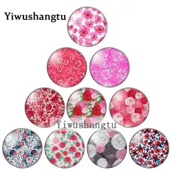 New love rose flower painting 10mm/12mm/18mm/20mm/25mm Round photo glass cabochon demo flat back Making findings ZB0543