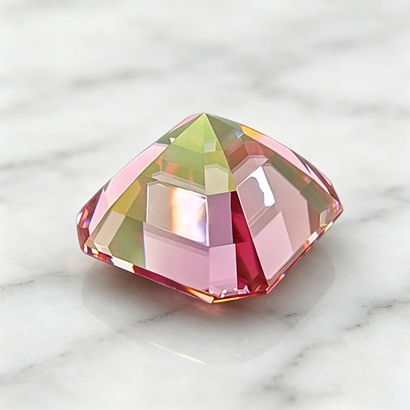 Moissanit-Stein in Asscher-Form, rosa Farbe, Edelstein für DIY-Ringe, Halsketten, Ohrringe, besteht den Diamanttest mit Zertifikat. – Detail 2