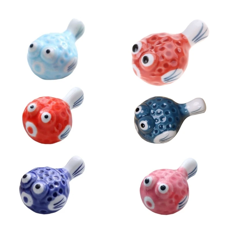 

6 Pieces Pufferfish Shaped Ceramic Chopstick Rests Spoon Fork Holder