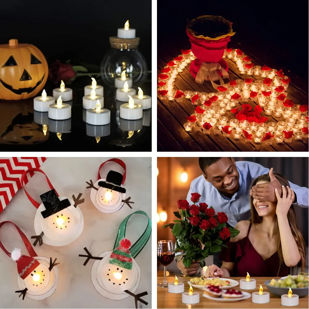 Bougie électronique LED sans flamme avec télécommande, éclairage LED avec flamme vacillante, bougies chauffe-plat, décoration d'intérieur pour Halloween et noël