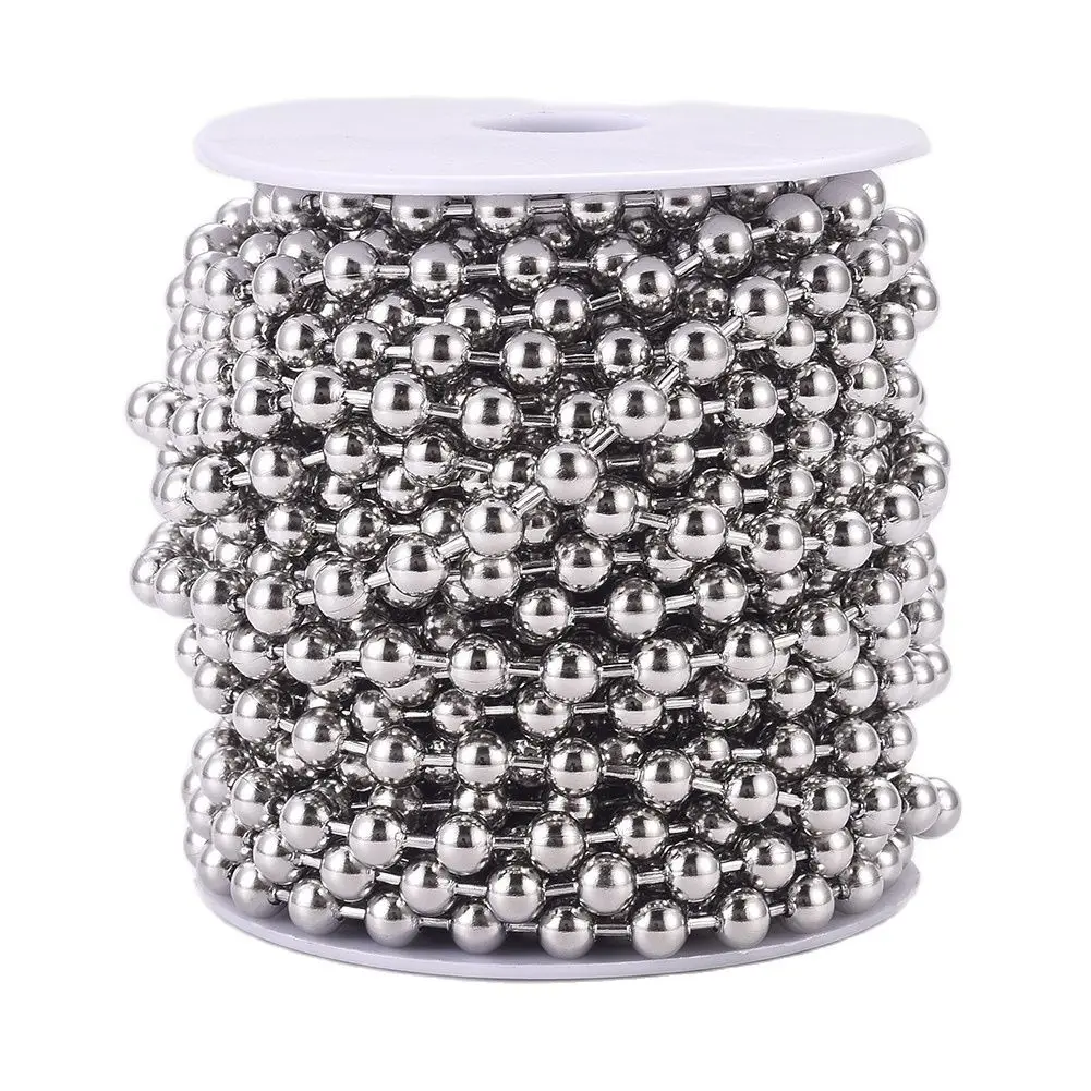 10m/roll 1.5mm 2mm 2.5mm 3mm 4mm 5mm 6mm Stainless Steel Bead Ball Chains For DIY Keychain Necklace Jewelry Making Accessories