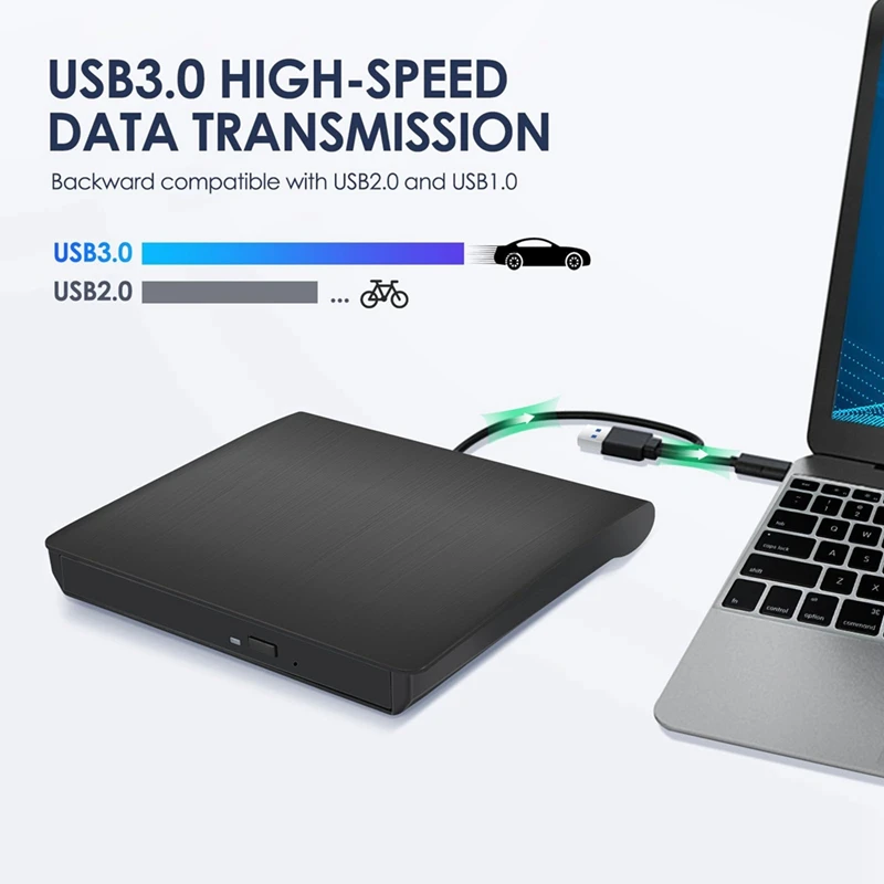 External CD DVD +/-RW Drive, USB 3.0 & USB-C Portable CD & DVD ROM Burner Player Reader Writer Rewriter Disc Drive