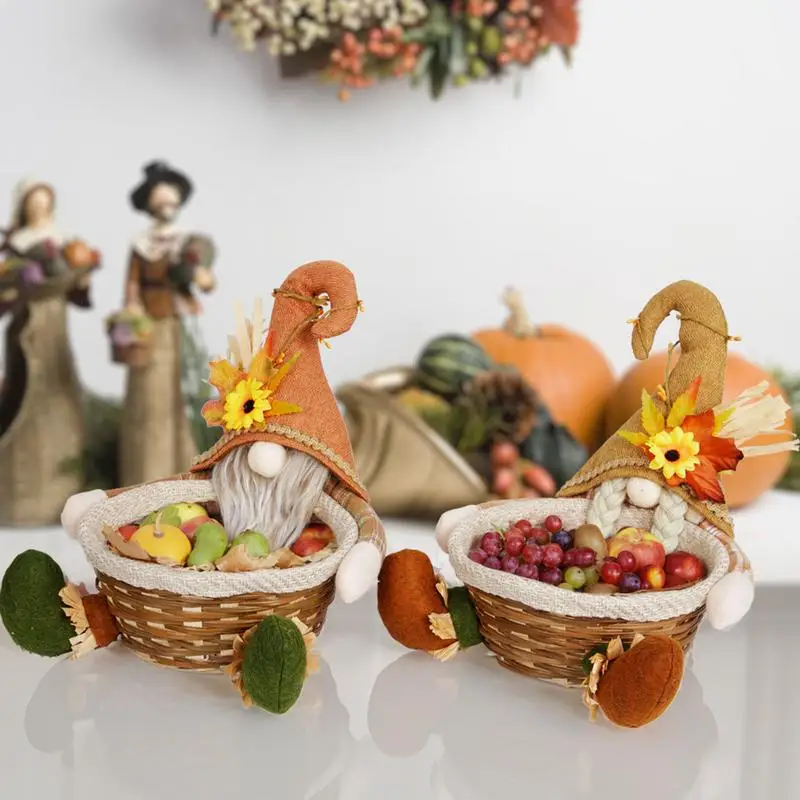 Harvest Season Doll Candy Basket Creative Harvest Candy Basket Cute Scarecrow Doll Fall Table Centerpiece Holiday Home Decor