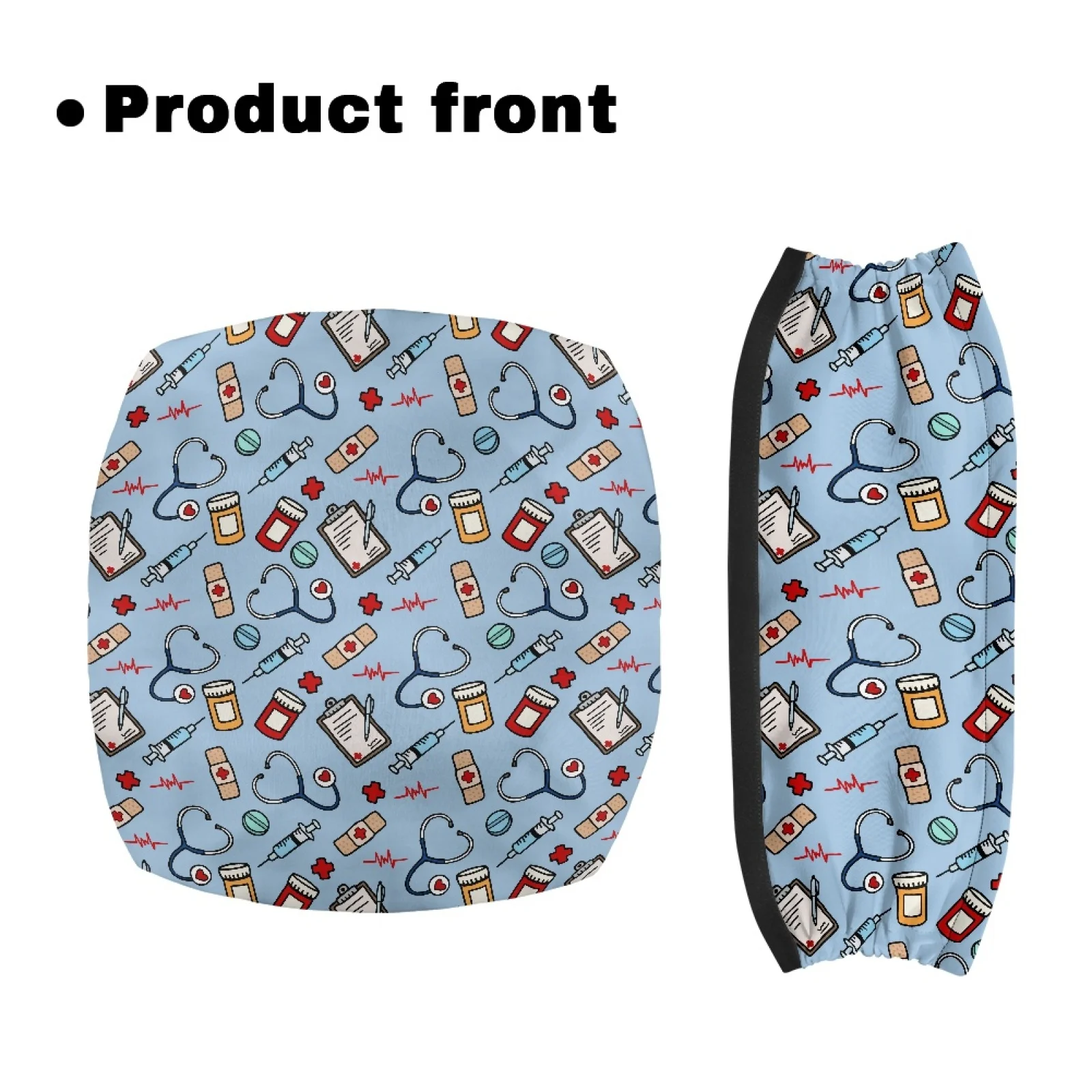Coloranimal Medical Icons 2PCS Walker Seat Cover Polyester Seat & Backrest Cover Set for Elder