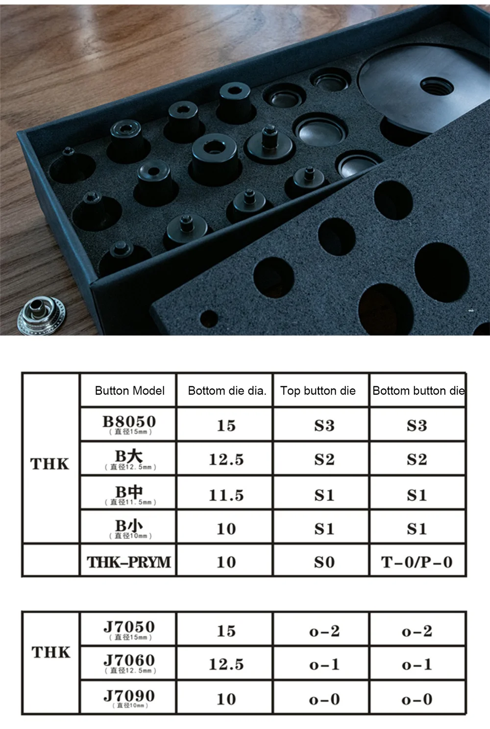 RCIDOS YORKSHINE snap button Four in one buckle installation tools,Button hand punching mold  Japanese THK button tapping