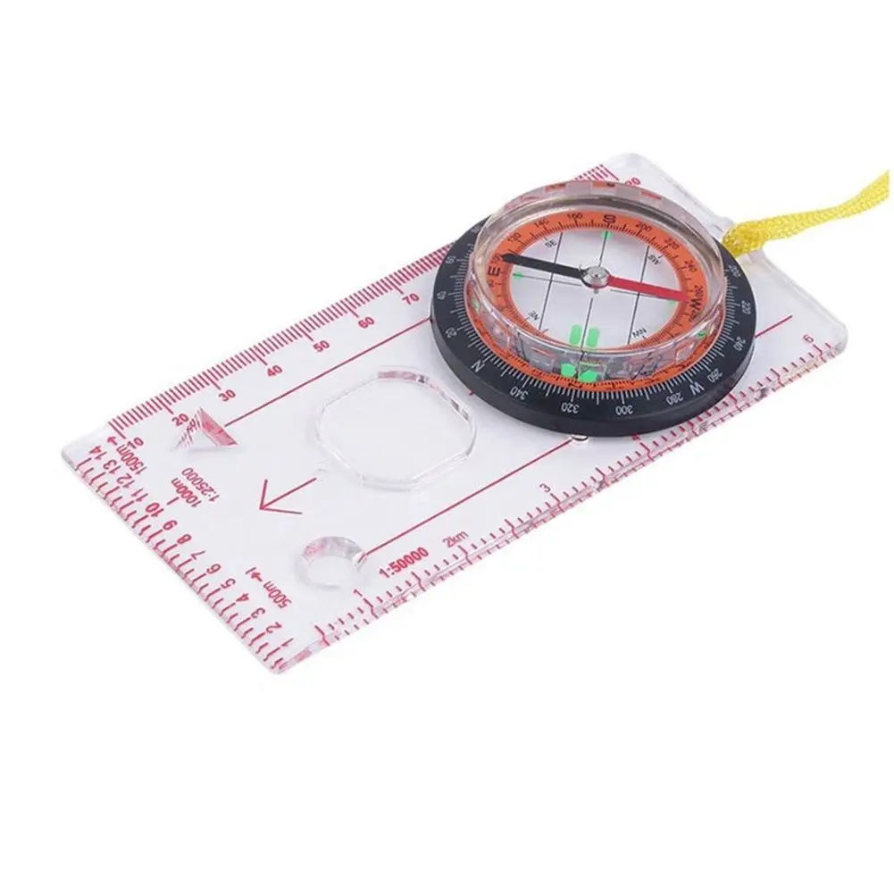 Baseplate Ruler Compass Map Scale Magnifier With Strap Camping Hiking OCOMP7198