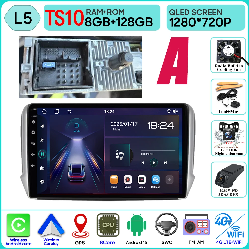 Android 16 GPS Navigatie Voor Peugeot 2008 208 Serie 2012 - 2018 Carplay Autoradio Multimedia Speler Stereo Video BT 2 k Scherm