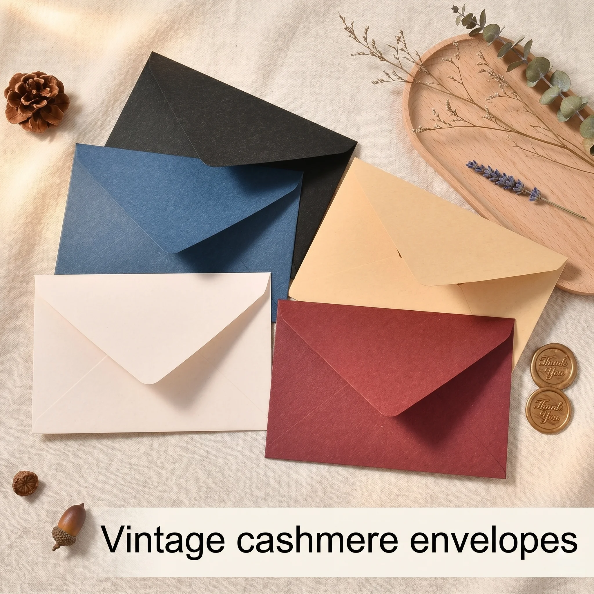 

10PCS Retro Cashmere Envelopes Stationery Set Kraft Letter Paper with Wax Seal for Wedding Invitation Baby Shower Love Letter