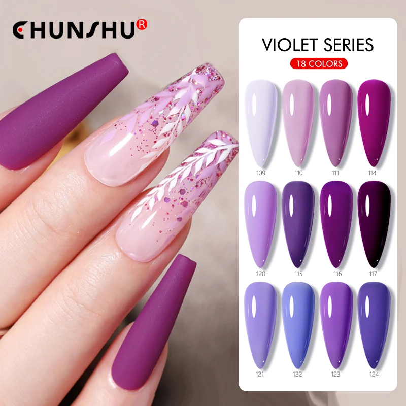 CHUNSH Gel Nail Polish 10ml Purple Rose Semi Permanent Vanish Soak Off LED UV Gel Need Super Top Coat Hybrid Nails Art Manicure