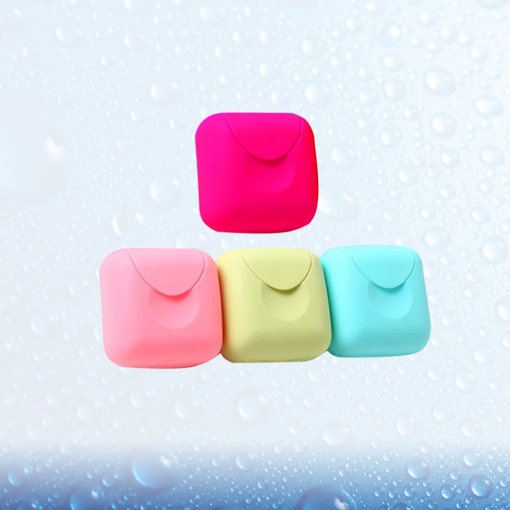 

4Pcs Compact Waterproof Soap Box Portable Travel Gym Dish Draining Effect Lid Design Protruding Hints S Soap Box