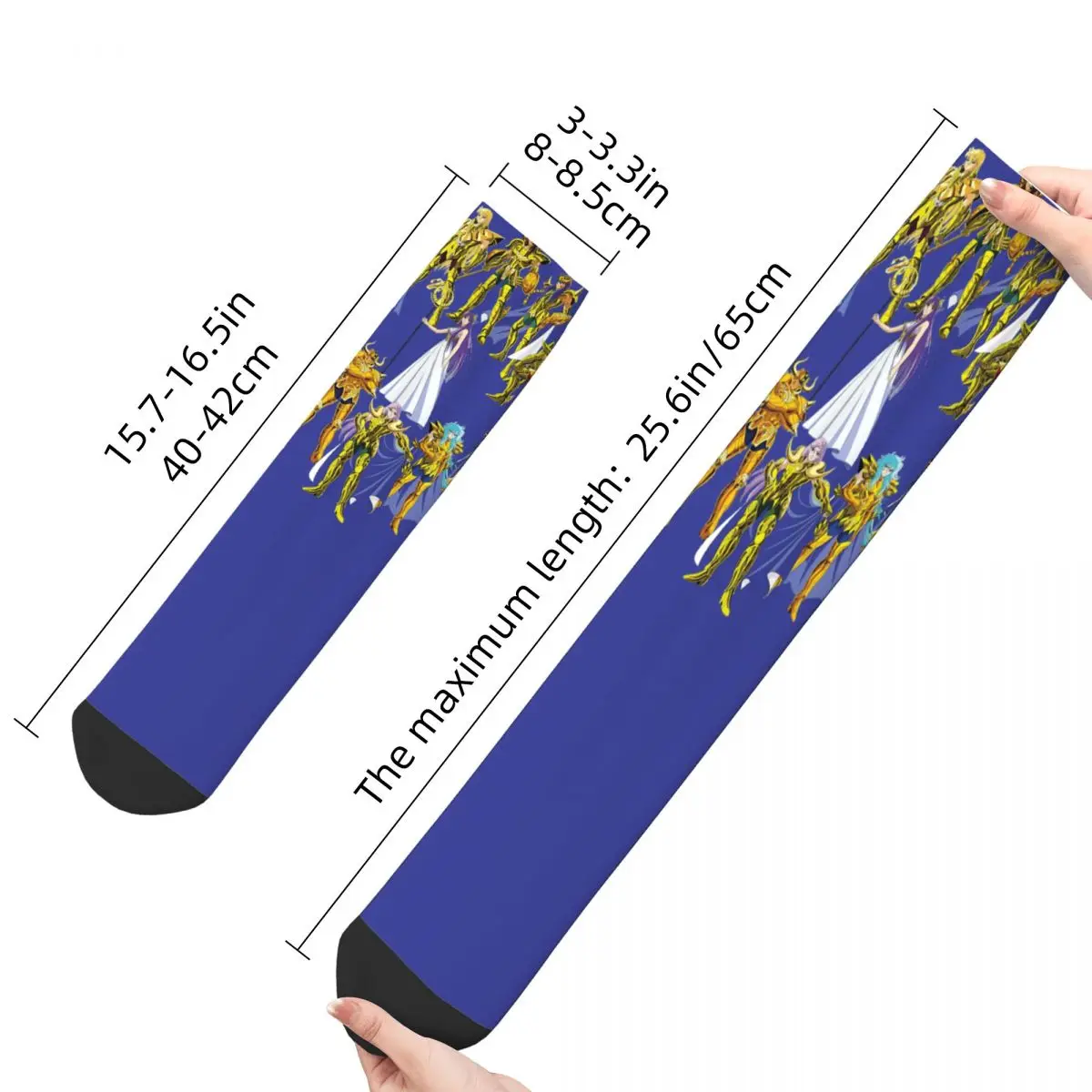 Hip Hop Retro Gold Saints And Athena Crazy Men\'s compression Socks Unisex Saint Seiya Printed Funny Novelty Happy Crew Sock