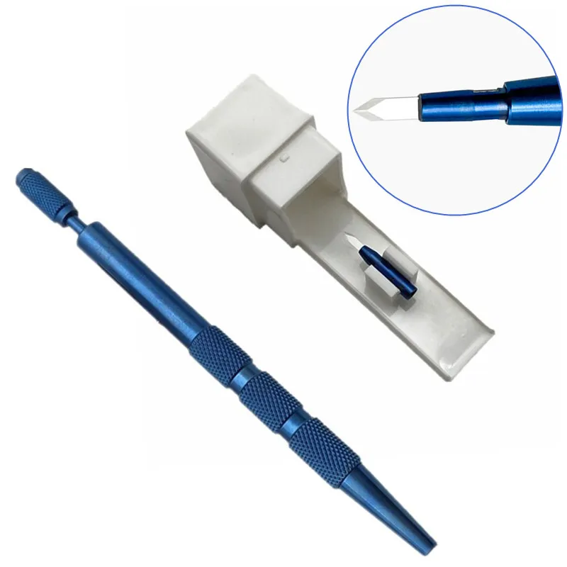 

1Set Sapphire Hair Transplant Pen Hair Follicle Implanting Blade with Titanium Handle for Eyebrow Beard Hair Implanting Pen