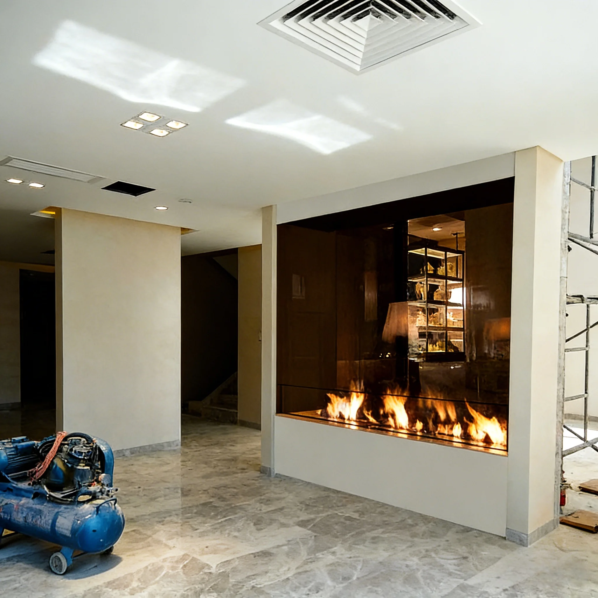 Bio Ethanol Fireplace, MGO Freestanding Heater, Ventless Real Flame Indoor Smokeless Fireplace for Living Room Villa view 2