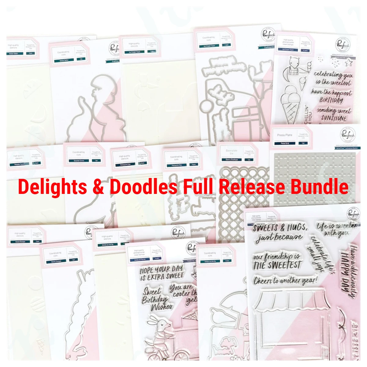 

Delights & Doodles Full Release Bundle Stamps Stencils and Metal Cutting Dies Sets for DIY Craft Scrapbooking Decoration Molds