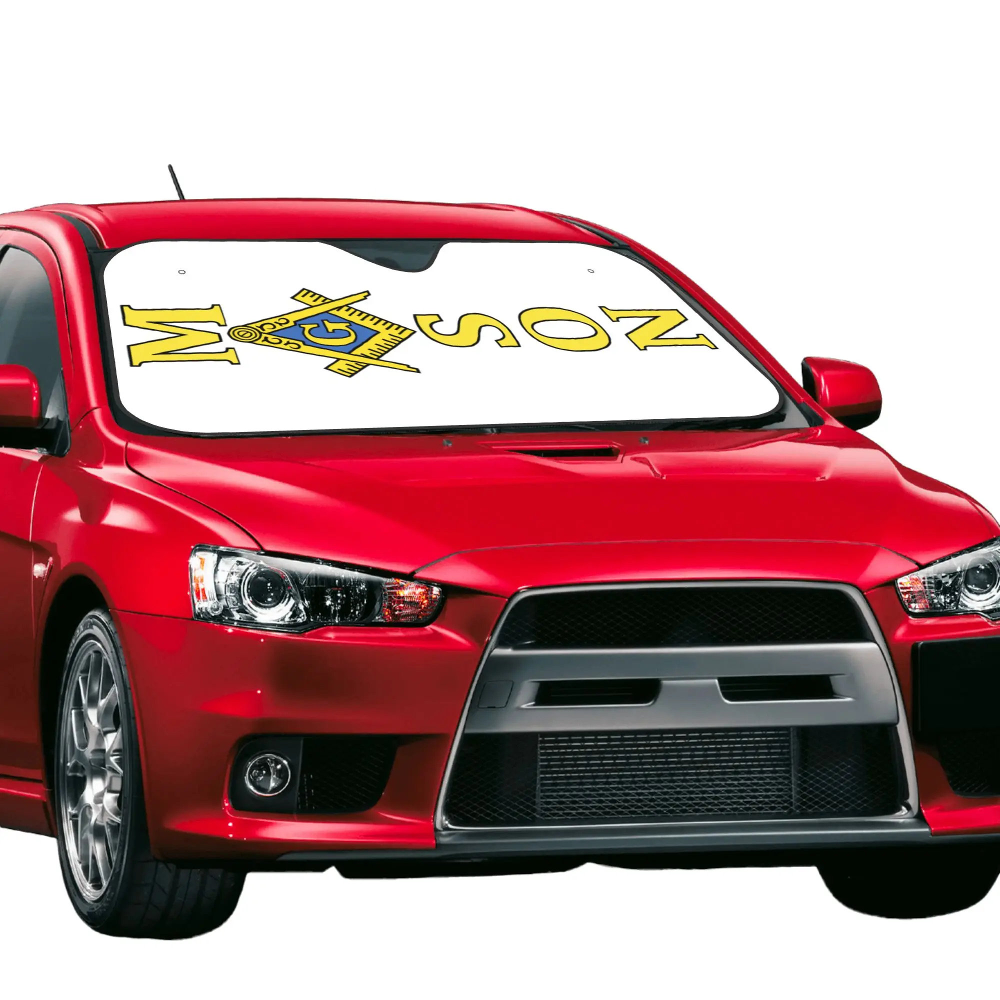 Freemason Square Compass Car Front Windshield Sun Visor UV Protection Car Sun Shade Masonic Symbol Aluminum Foil Car Sunshade