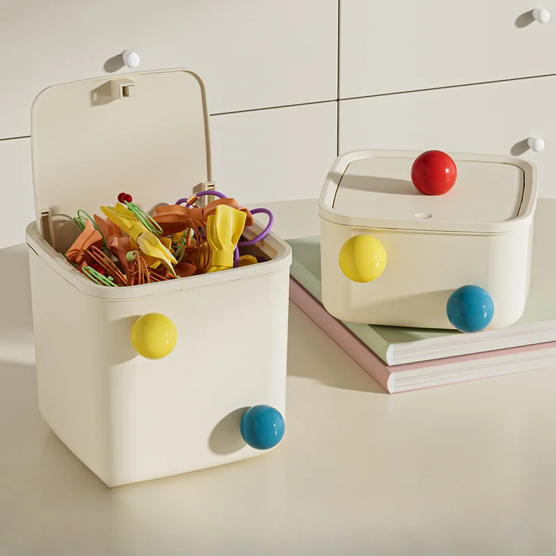 Multi Functional Storage Box Cute Hair Accessory Rubber Band Headband Hair Clip Storage Box Cover Simple Mini Desktop Trash Can