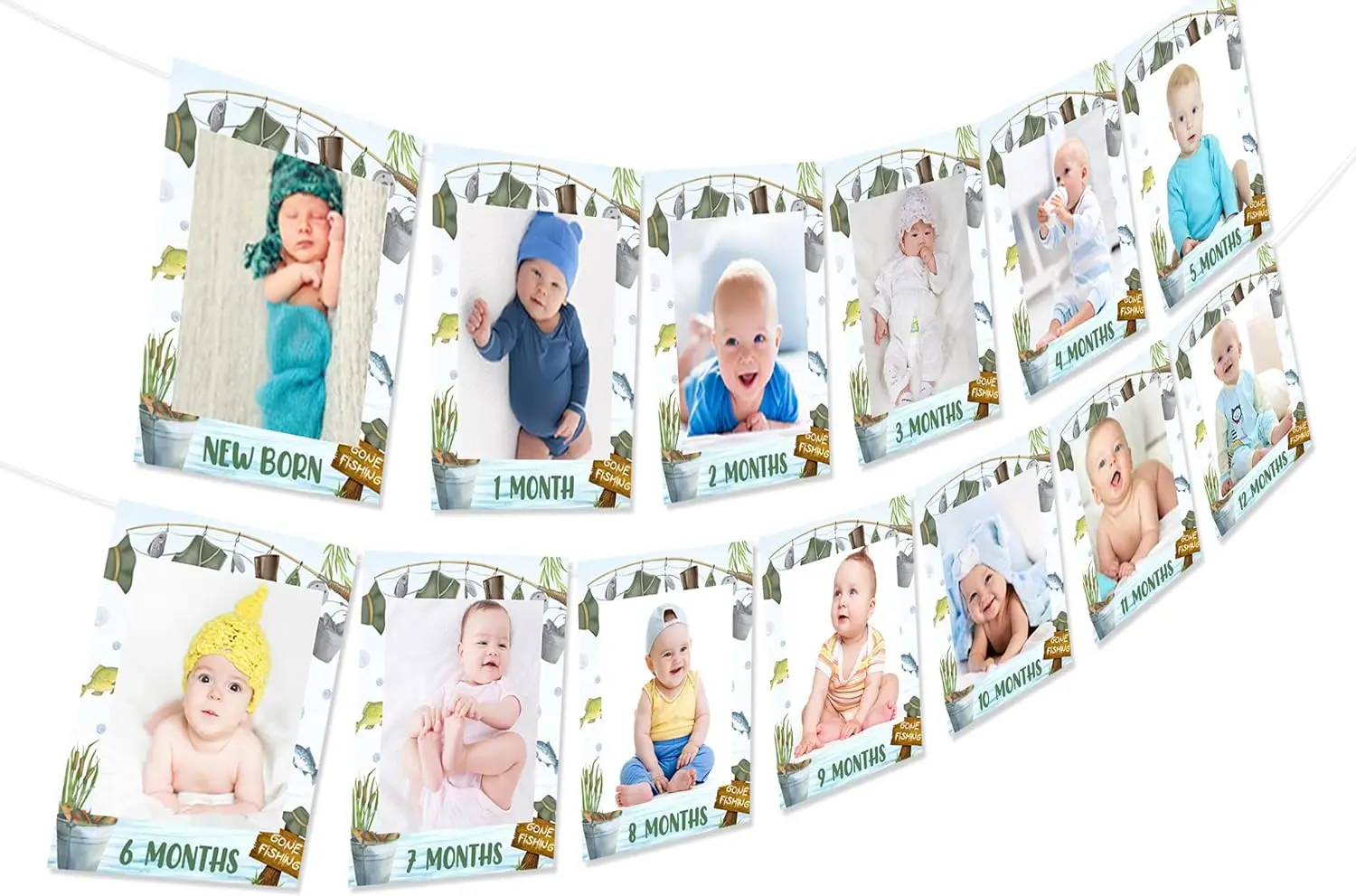 

Fishing 1st Birthday Decor The Big One Photo Banner from Newborn to 12 Months for O Fishally One Gone First Birthday