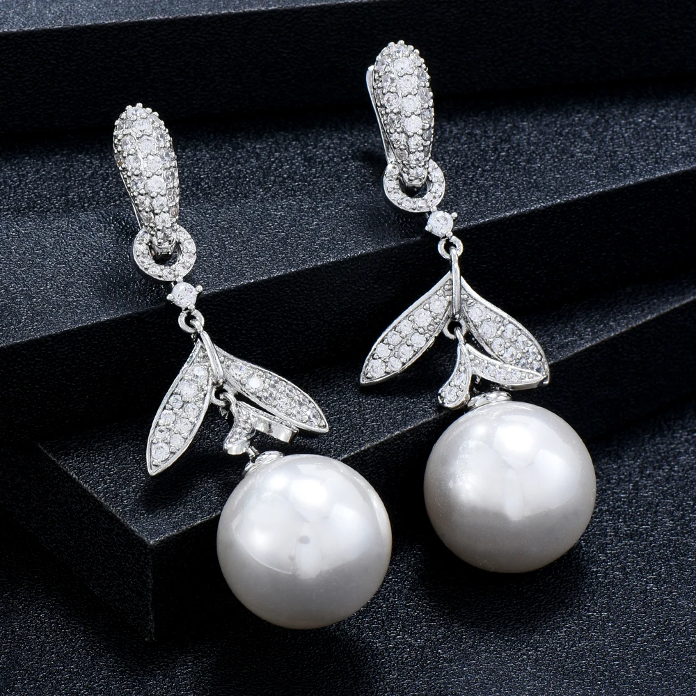 Kellybola New Trendy Cute Pearl Earrings Bohemia Luxury Bridal Wedding Full Charm Cubic Zirconia 2022 New Design Women Jewelry