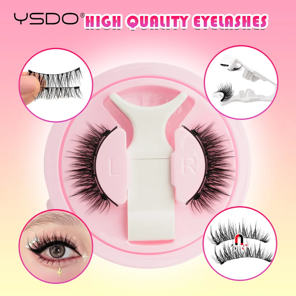 YSDO 1Par Pestañas Magnéticas Sin Pegamento Naturales 3D Visón 2025 Nuevas Reutilizables Kit Amigable para Ojos Sensibles 5