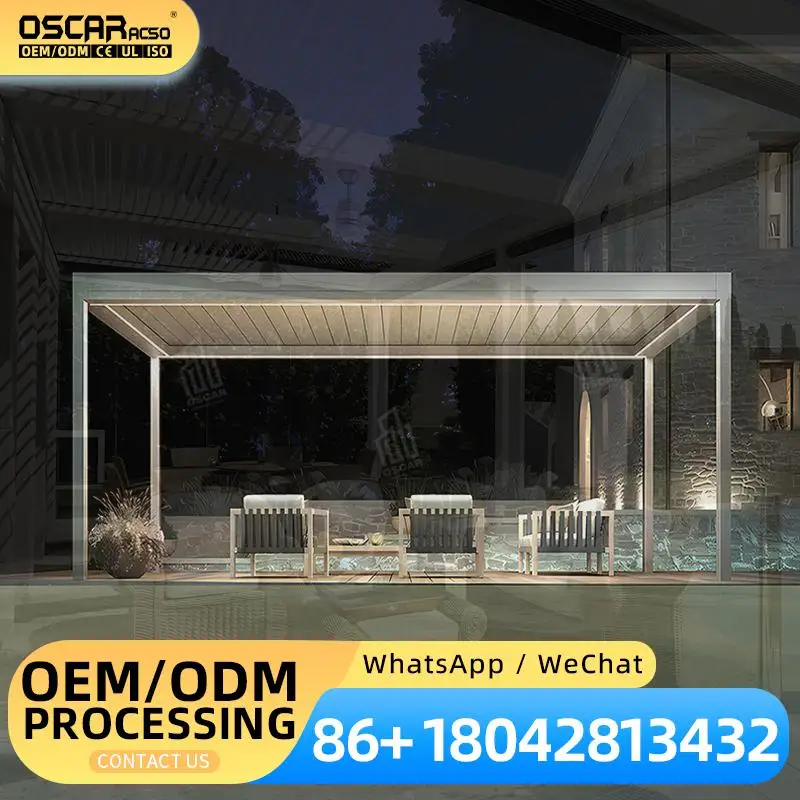 Motorized Aluminium Canopy Tent with Side Blind for Patio Garden Backyard pergola