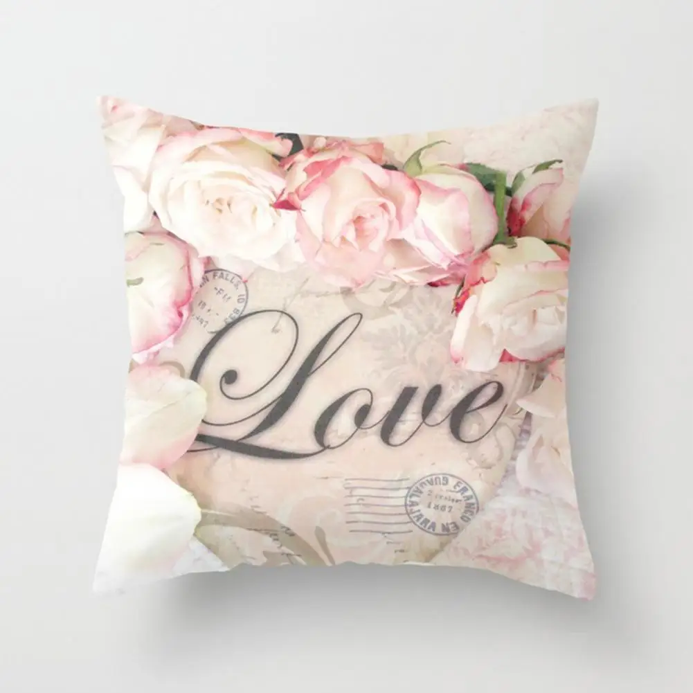 Replaceable Design Pillow Cover Elegant Floral Print Pillow Covers Soft Wear Resistant Pillowcases for Bedroom Decor Easy