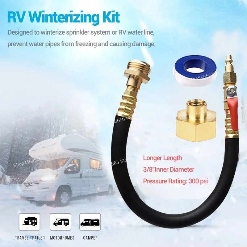 RV Winter American-style Cold-resistant Water Spray Adapter with Shut-off Valve Connector Set