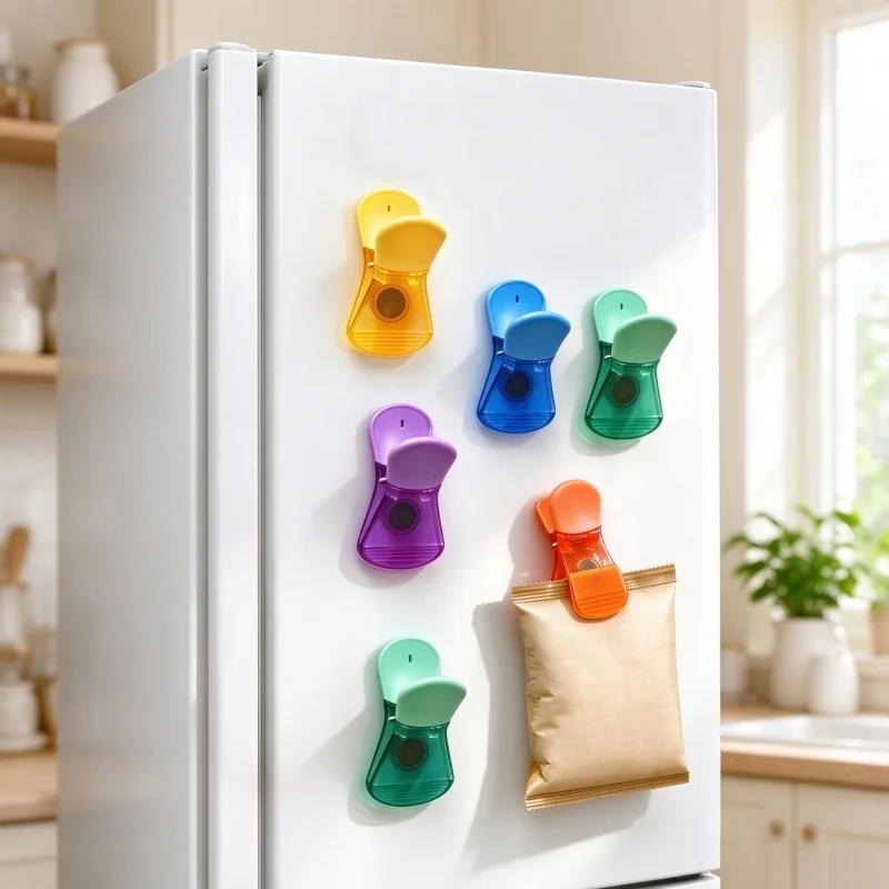 2Pcs  Magnetic Fridge Bag Clips Multifunctional Food Sealing Chip Clip for Snack Bag Photo Note Kitchen Storage Gadget