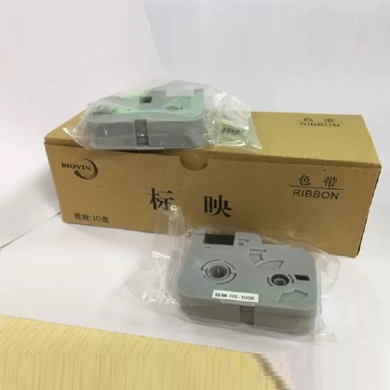 

10X Original BIOVIN RS-100B Black Ink Ribbon Cassette For Wire Mark Machine Tube Printer S680