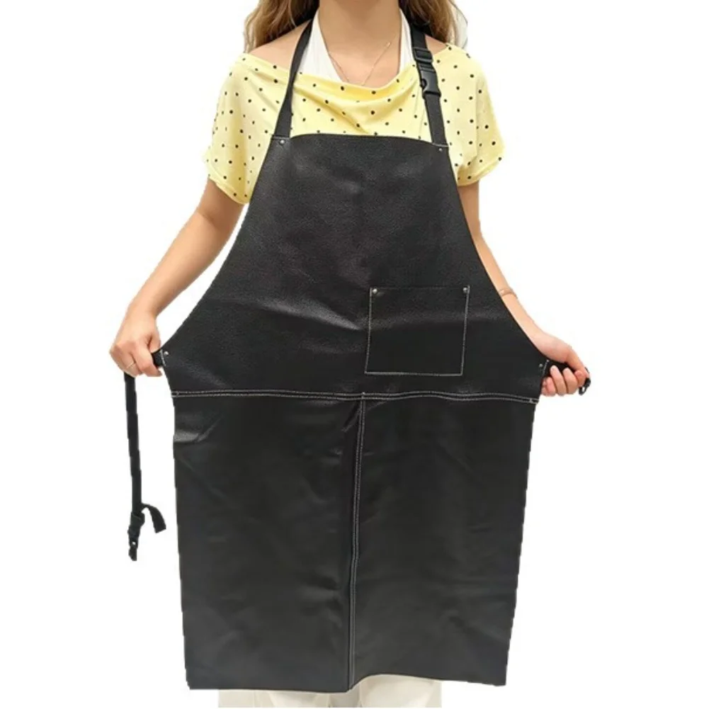 Cowhide Welding Apron Heat Resistant With Large Pockets For Welders Metalworking Workshop Safety Protective Clothing