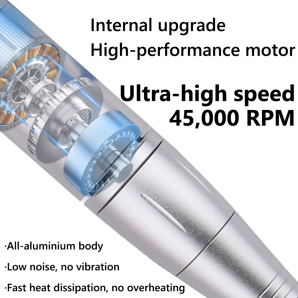 ポータブルネイルドリルプロフェッショナル45000 RPM、充電式電動ネイルファイルマシンファイルマニキュアサロンホーム用