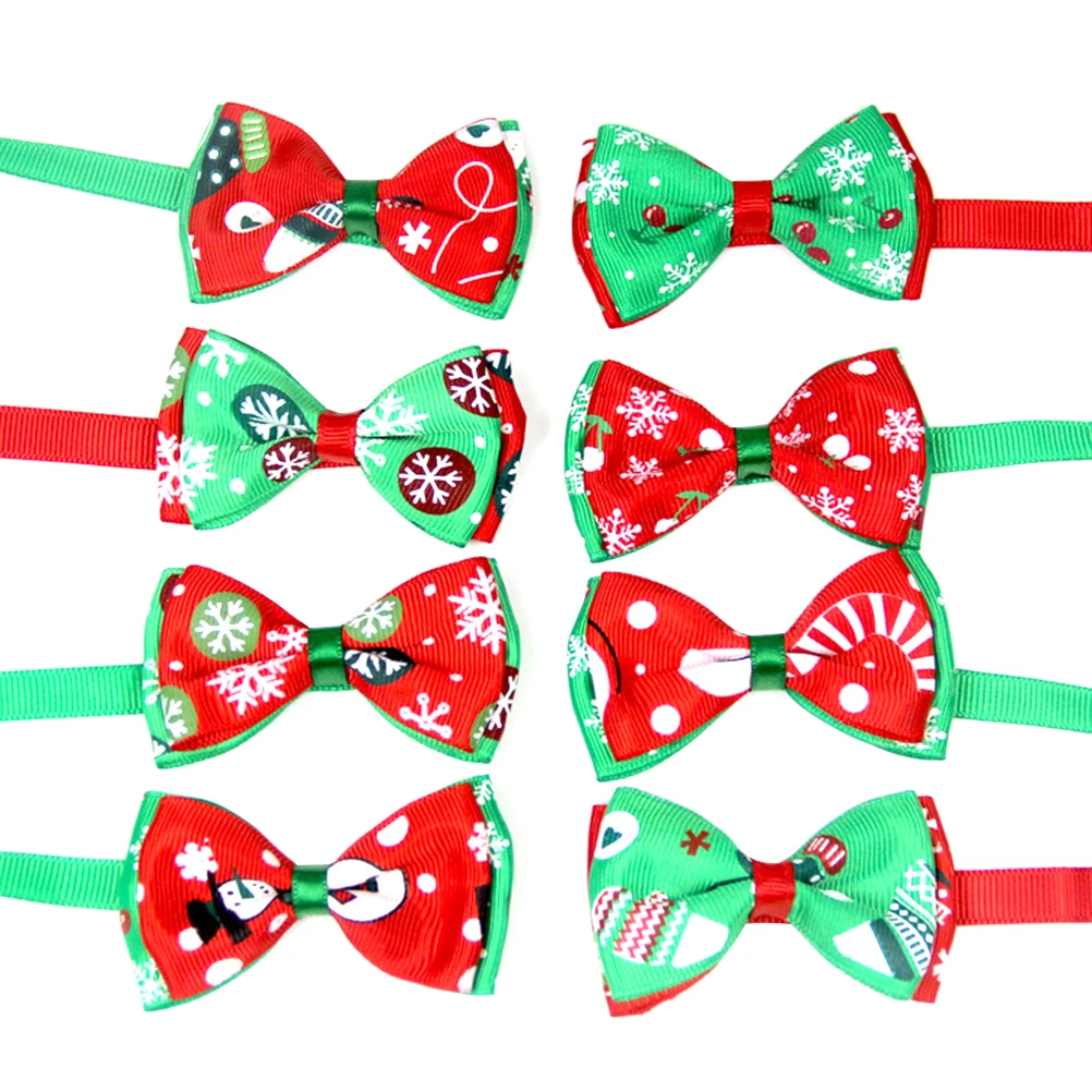 

8Pcs Pet Bow Tie Collars Adjustable Christmas Bowknot Chokers Pet Costume Accessories Fashionable Accessories for Holidays