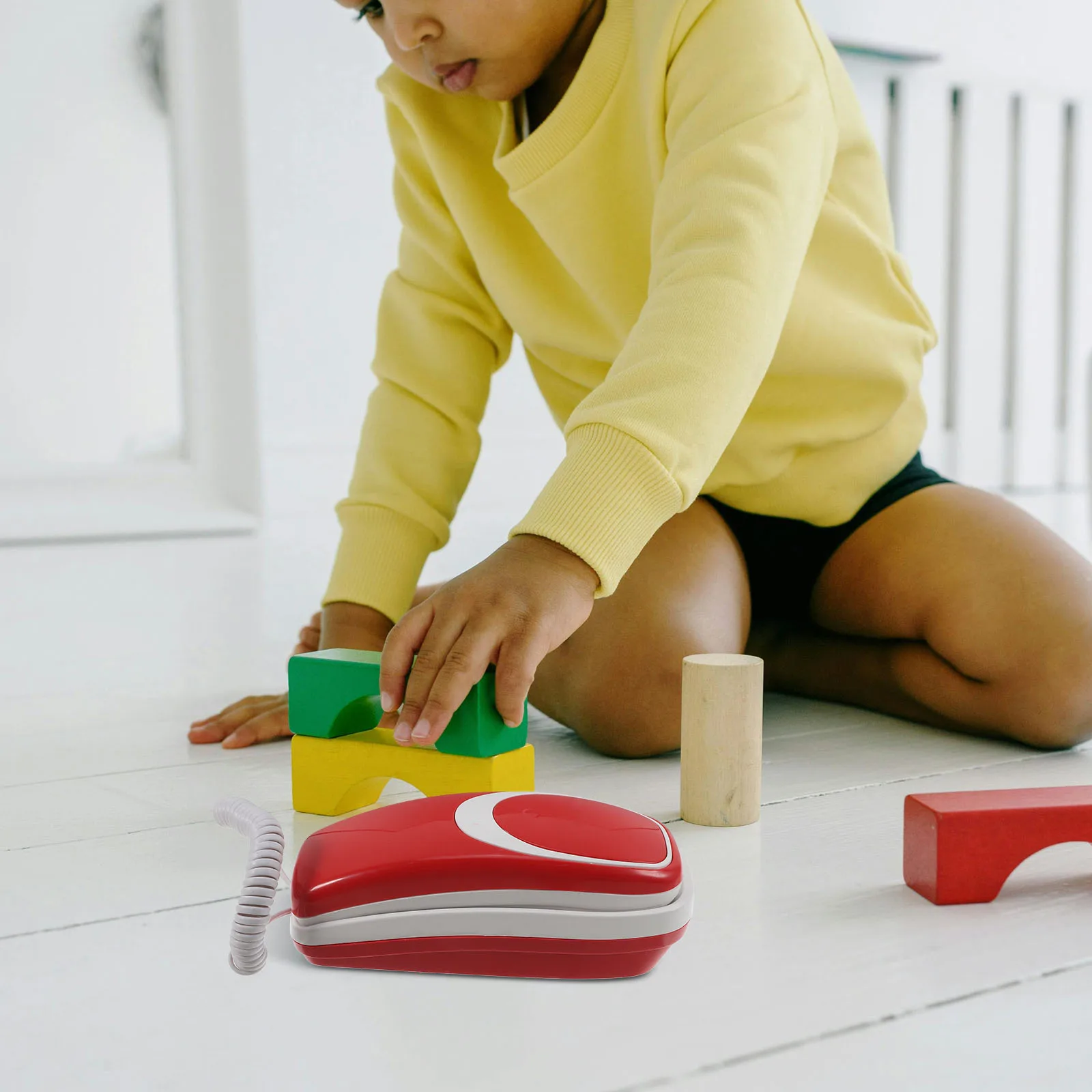 

Toys Telephone for Kid Small Child Landline Extension Mini Pretend Phones Portable Toddler Rotary Dial