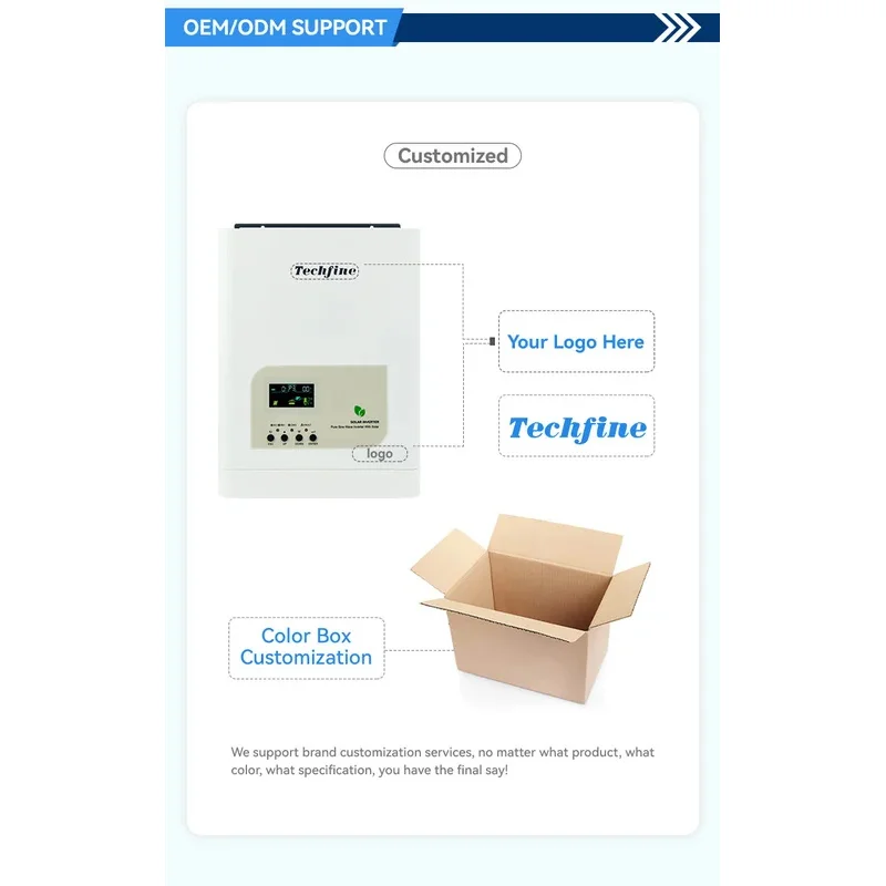 Techfine Onda Sinusoidale Pura 12V 24V DC a AC 220V Off Grid UPS Domestico a Bassa Frequenza All in One MPPT Carica PV Power Inverter