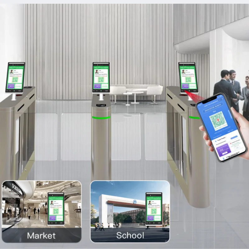 AI Face 10 Inch IPS Screen Facial Recognition Fingerprint Time Attendance With Temperature Sensor Smart Access Control System