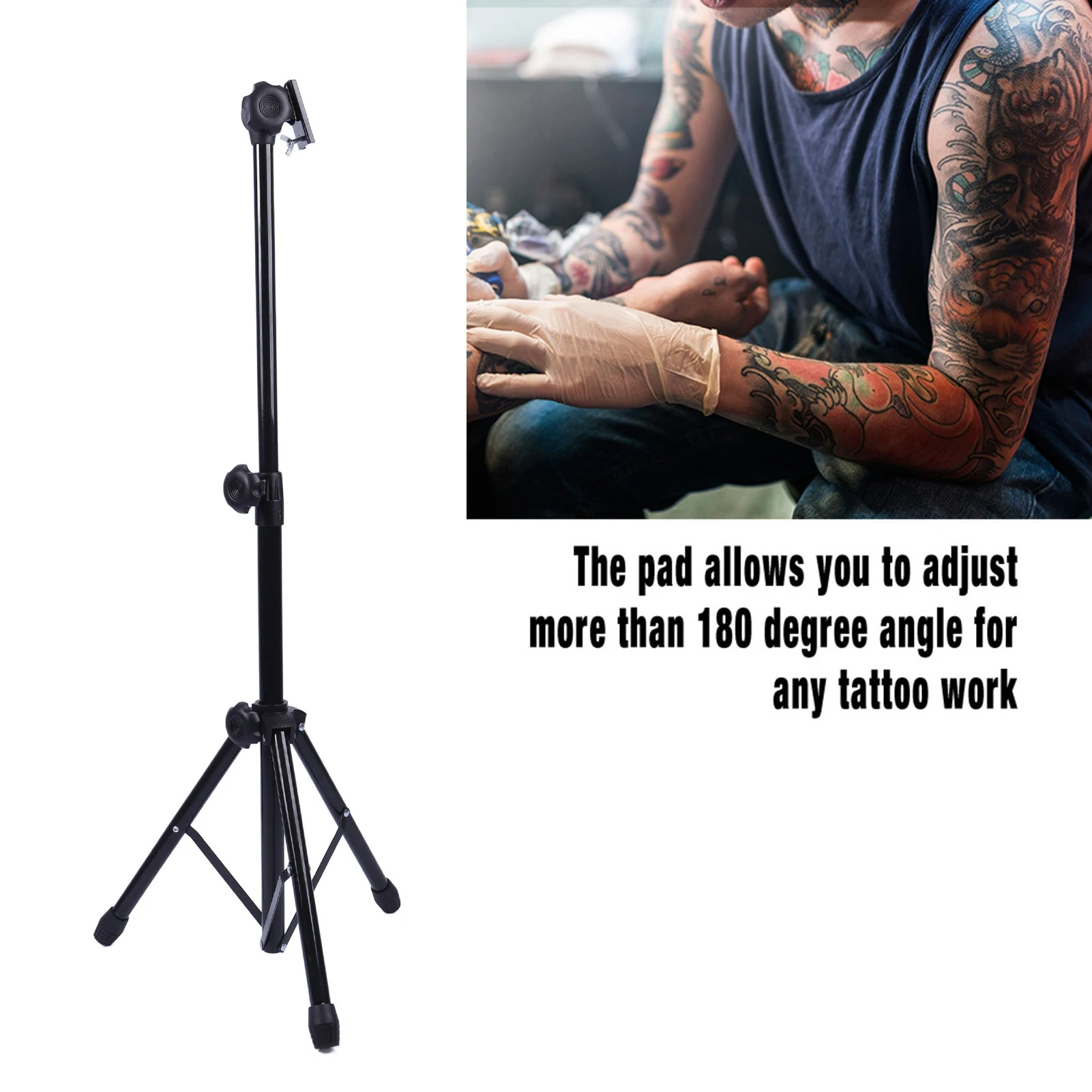 Arm Tripod Stand Height Adjustable Tattoo Armrest Tripod Stand with Soft Sponge Pad Portable Tattoo Arm Leg Rest Tattoo Armrest