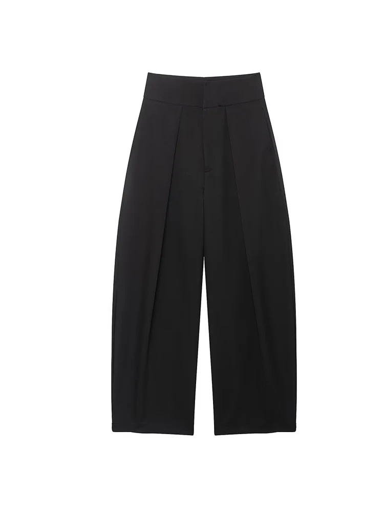    Pantaloni a palloncino drappeggiati da donna nuovi Pantaloni casual da strada larghi con cerniera a gamba larga Pantaloni solidi chic da donna semplici alla moda