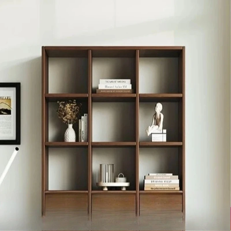 LMM,  Solid Wood Oak Bookshelf Floor Shelf Living Room Simple Modern Entrance Cabinet