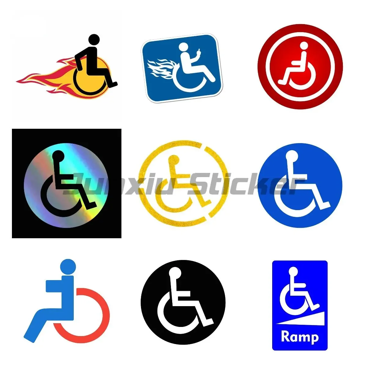 

Disabled Sign Waterproof Car Stickers and Decals Camper Sunscreen Disability Car Door Protector Decal