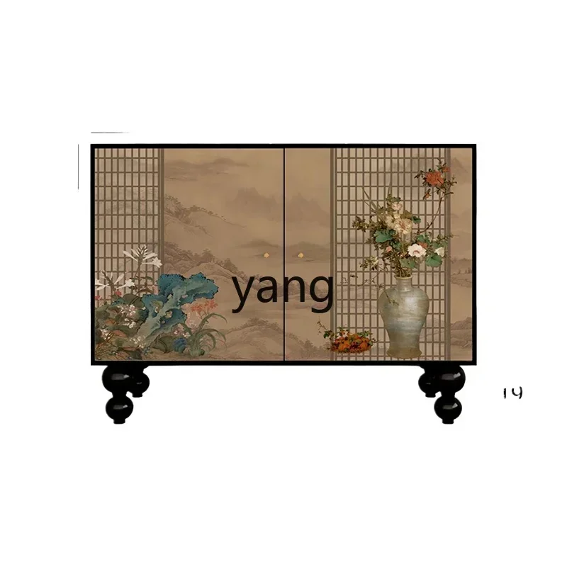 CX  new Chinese solid wood porch decorative cabinet household dining side retro bedroom integrated storage cabinet