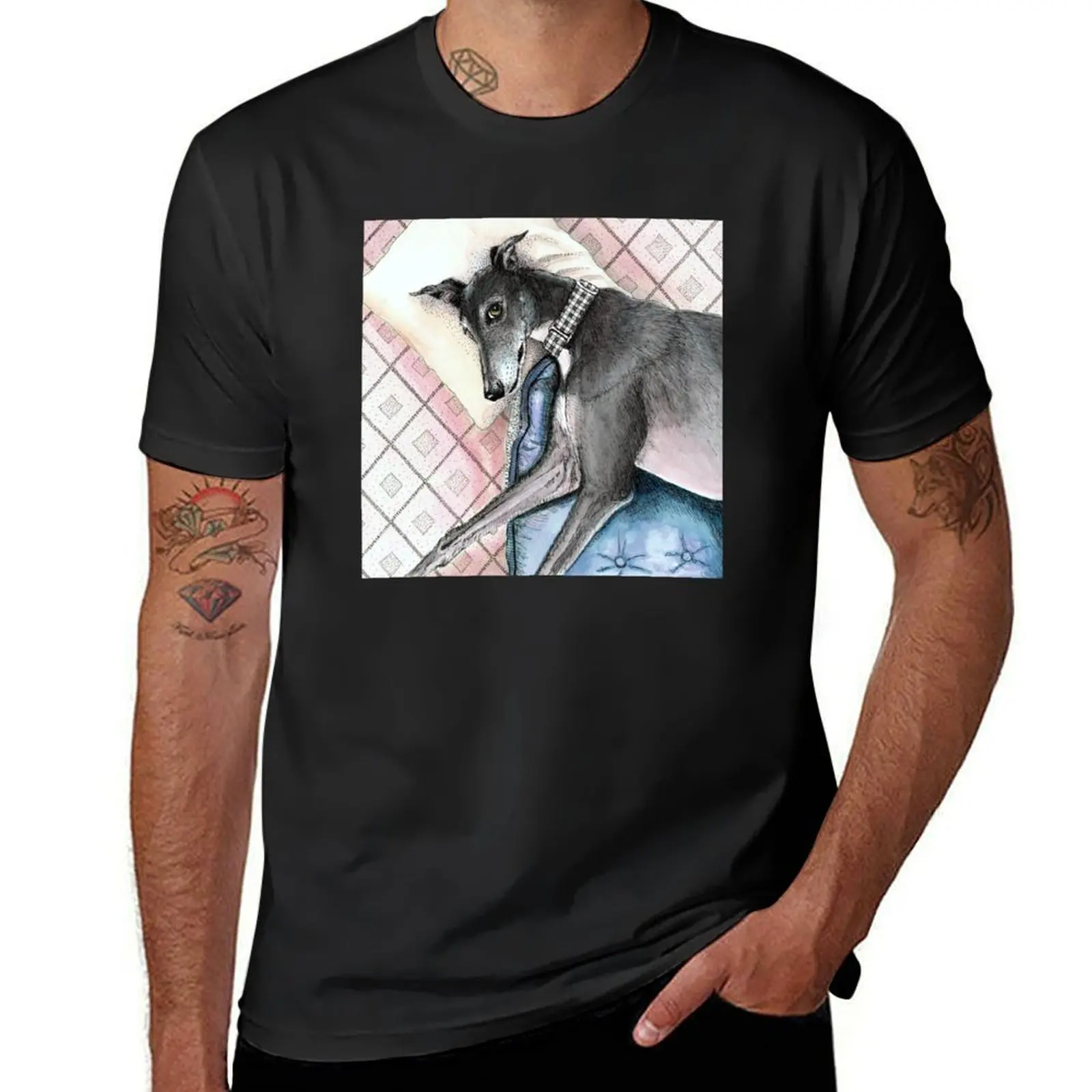 

Lazy Greyhound T-Shirt plain customs design your own cute tops blacks mens t shirts