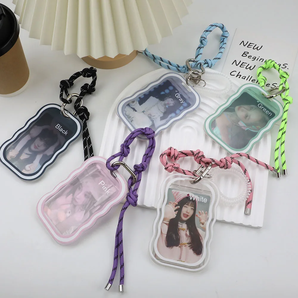 Hot Sale Original Designed Key Chain With Card Holder Sporty Style Bag Pendant Idol Photo Sleeve Colored Rope Student Card Case