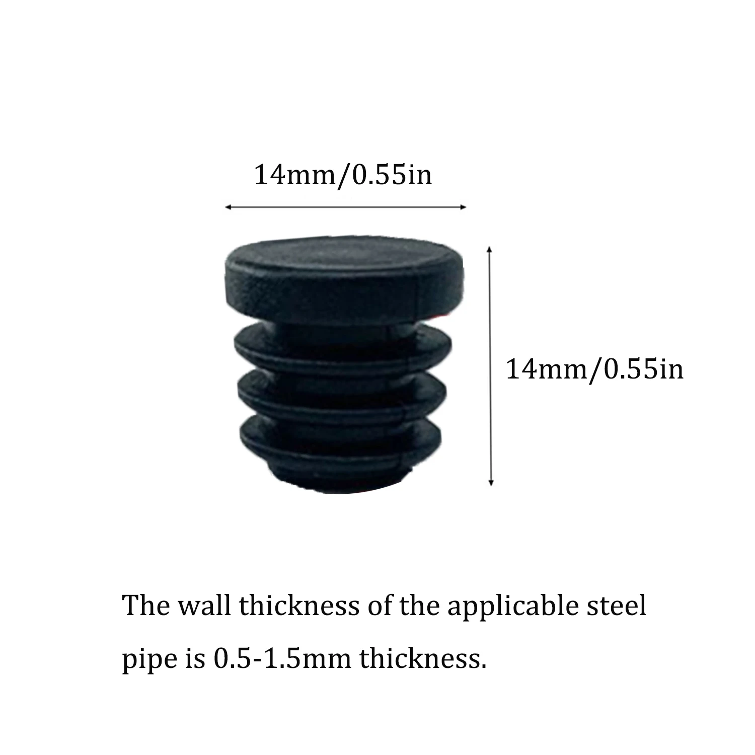 8pcs 14/16/19/22/25/30/35/40/45/50mm Round Plastic Black Blanking End Cap Tube Pipe Insert Plug