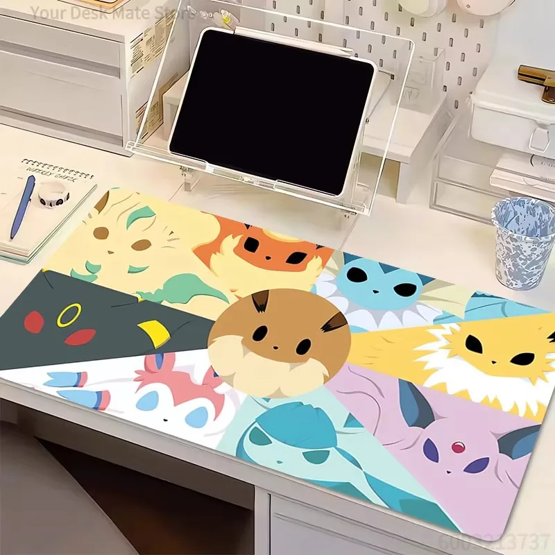 Anime Pokemon Piplup Pikachu Swimming Ring Beach Holiday XXL Mousepad Non Slip Rubber Gaming Desk Pad Keyboard Mat for Laptop PC