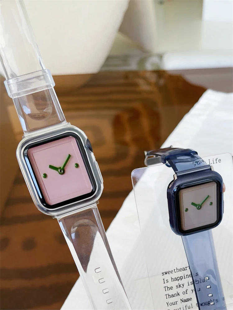 الرياضة واضح الفرقة ل أبل ساعة 7 6 SE 5 4 3 2 1 شفافة سيليكون حزام ل iwatch حزام 44 مللي متر 40 مللي متر 42 مللي متر 41 مللي متر 45 مللي متر