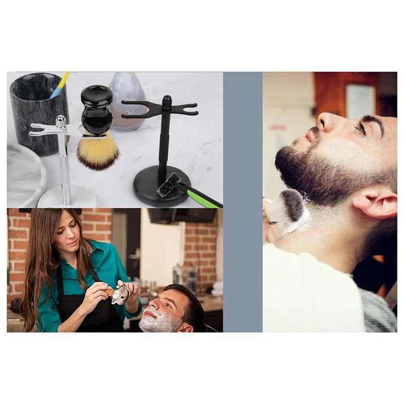 Safety Razors Stand With Brush Holder, Heavy Duty Metal Shaving Holder For Men,Fits Brushes And All Kinds Of Razors-A79G