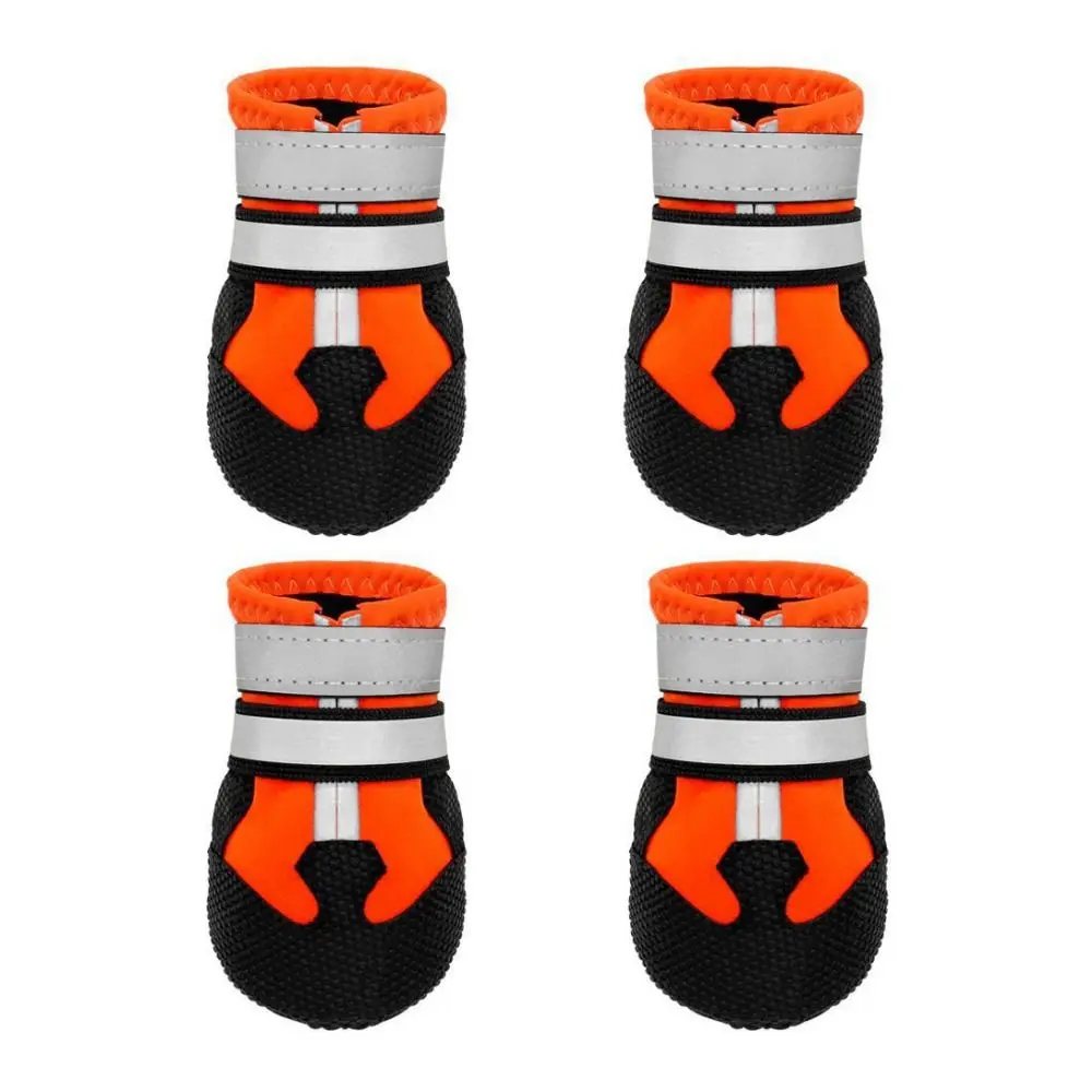 

4pcs/set Non-Slip Dog Outdoor Sports Shoes Breathable Wear Resistant Dog Anti-slip Rain Boots TPR/Waterproof Cloth Reflective