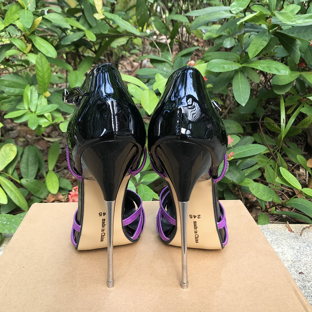 16cm Extreme Thin High Heels Women Purple Ankle Strap Stilettos Pumps Sexy Fetish Model SM Man Party Unisex Shoes Crossdresser