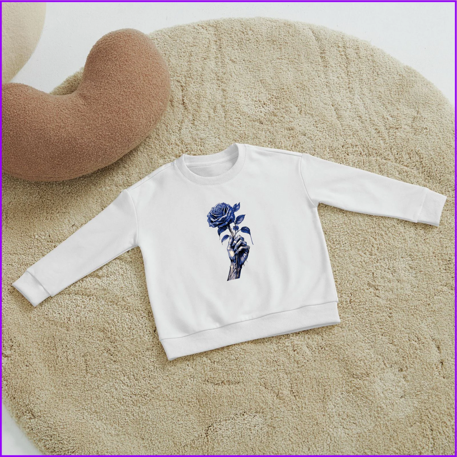 Skeleton Hand Holding Blue Rose Skull Horror Sjb23 Kids Boys Girls Hoodies Sweatshirts Clothing Sweatshirts Tops Teen Clothes Ra